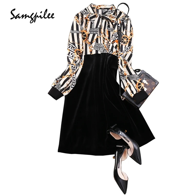 Vestido de festa/новое зимнее платье трапециевидной формы с длинным рукавом и
