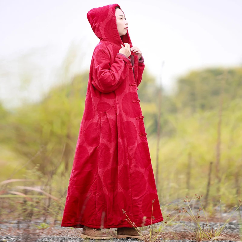LZJN парка с капюшоном зимняя куртка женское стеганое длинное пальто красный плащ теплая ветровка манто Femme Hiver Winterjas 7187