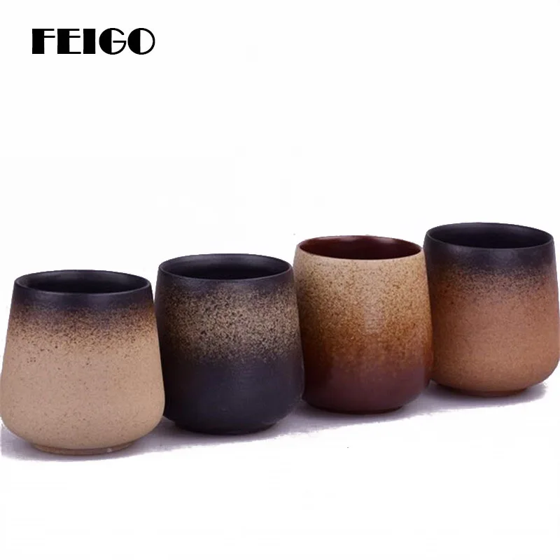 

FEIGO 1Pc Eco-Friendly Ceramic Tea Cups Vintage Custom Coffee Porcelain Mugs Cup Japanese Ceremony Chawan Cup Mug Nice Gift F333