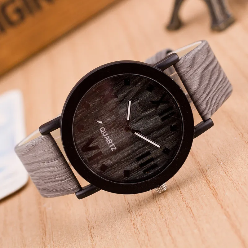 

Roman Numerals Wood Leather Band Analog Quartz Vogue Wrist Watches luxury stainless steel fashion casual watches ladies A40
