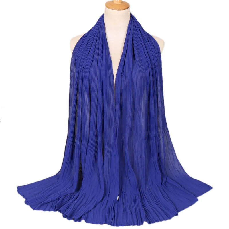 Muslim Women Crinkle Hijab Shawl Female Headscarf Plain Chiffon Islamic Turban Instant Scarf Ready To Wear Wrap Head foulard