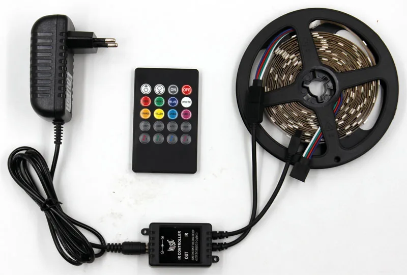 SMD 5050 музыкальная синхронизация RGB Светодиодная лента светильник 5 м 10 м 15 м 150 светодиодный водонепроницаемый гибкий ленточный диодный ленточный ИК-контроллер DC 12 В комплект адаптеров