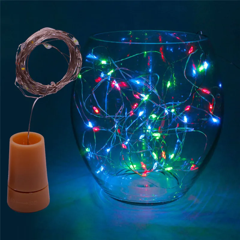 2 м 20LED серебряная проволока Сказочная гирлянда пробка для бутылок стекла