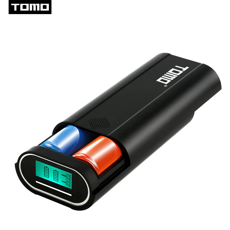 TOMO M2, умное зарядное устройство, 5 В, 2 А, внешний аккумулятор, чехол, 2x18650, аккумулятор, портативный, сделай сам, блок питания, универсальное зарядное устройство для телефона - Цвет: Black