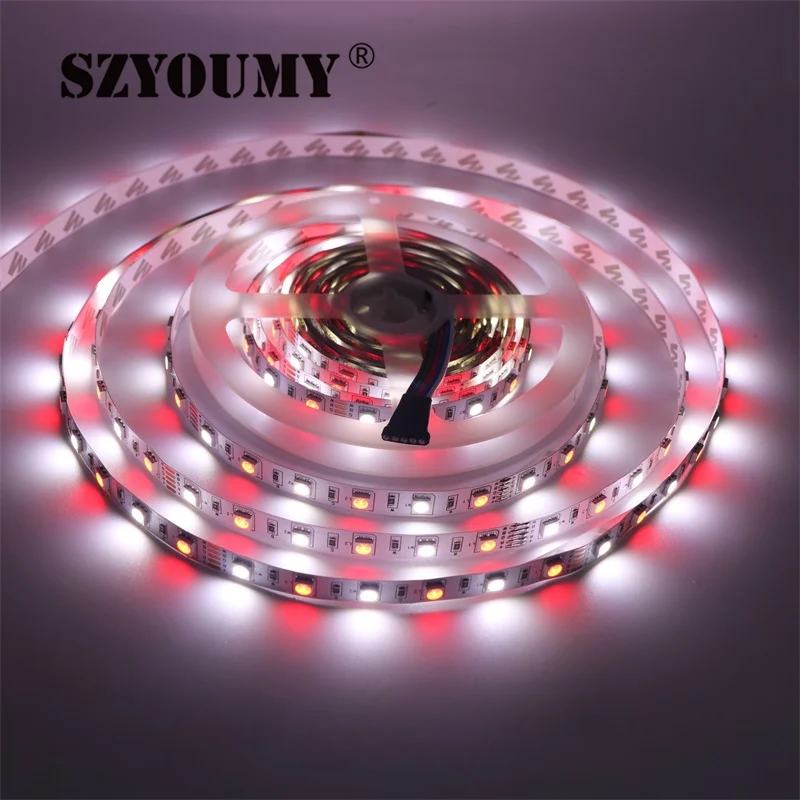 

5M RGBW 5050 LED strip Light DC12V Nonwaterproof SMD 60Leds/M 300LEDS Flexible Bar Light strips RGB + White light free shipping