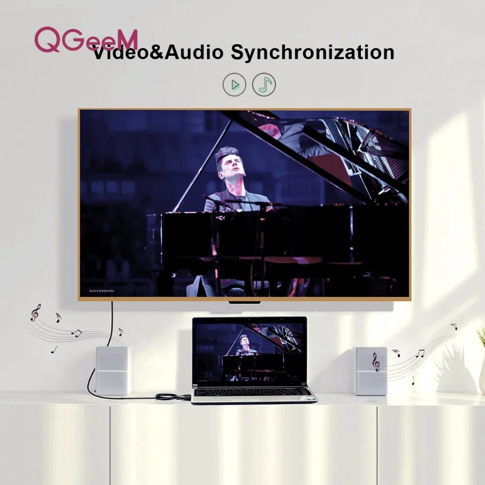 QGEEM VGA в HDMI кабель с аудио 1080 P @ 60 Гц адаптер конвертер мужчин и для ноутбука