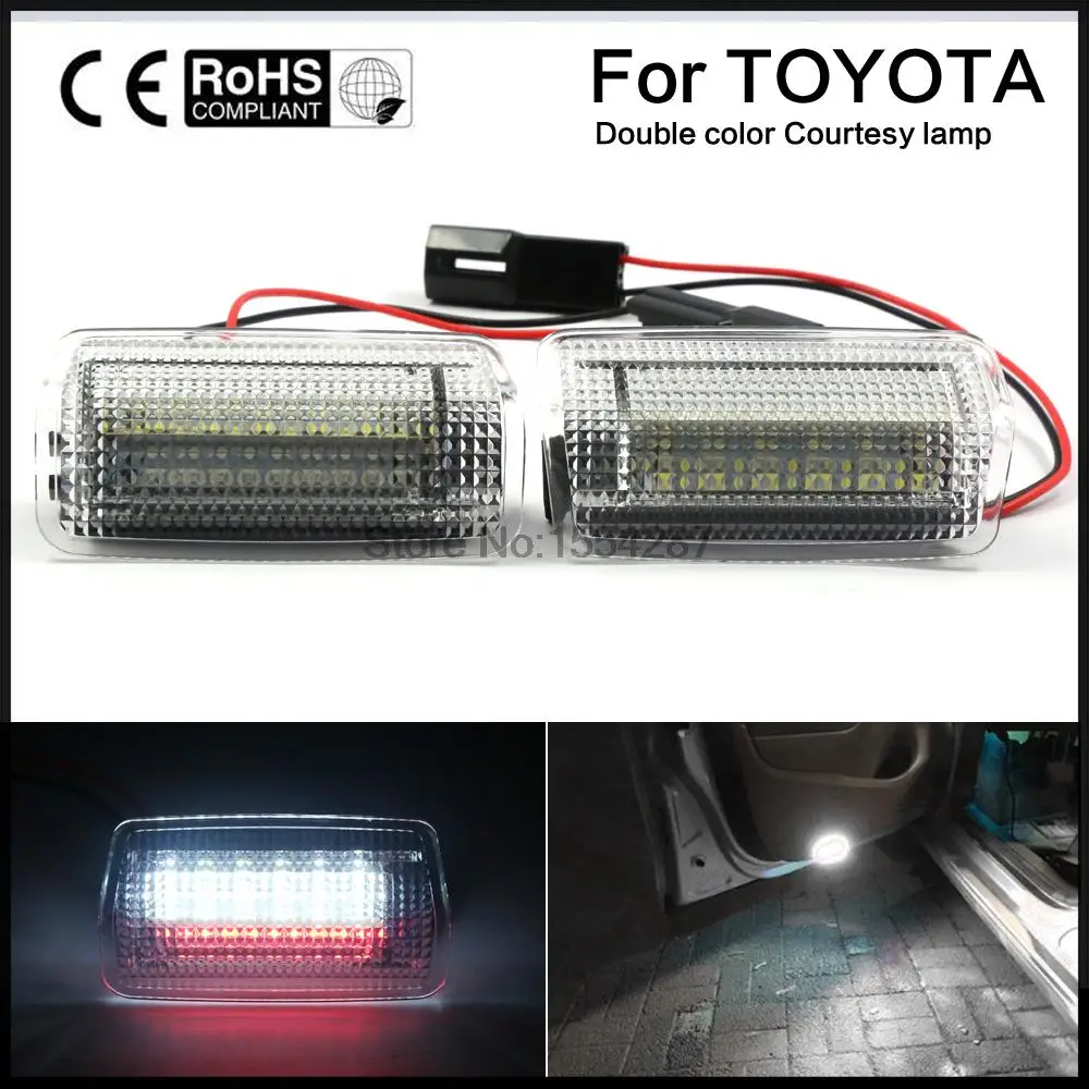 2x супер яркий двухцветный 18 SMD светодиодный Автомобильный Дверной Фонарь