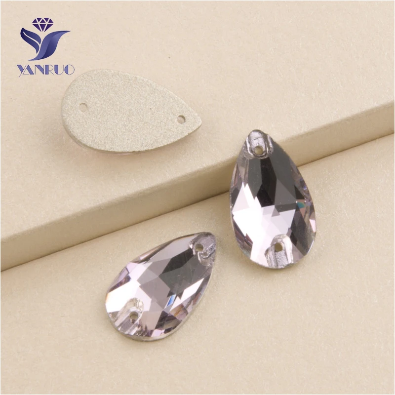 YANRUO 3230 Все Размеры Lt. Аметист падение шить на страз с 2 отверстиями плоские