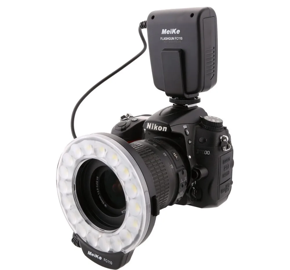 Светодиодная Кольцевая вспышка Meike для макросъемки Canon Nikon Pentax Olympus Panasonic|macro ring flash