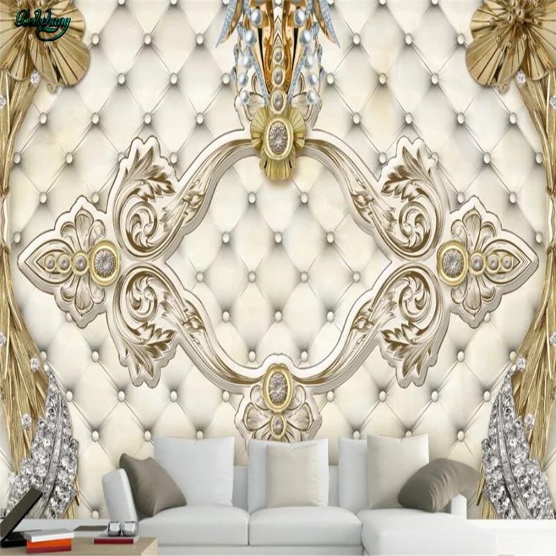 beibehang Large custom wallpaper beautiful European style gem soft bag TV backdrop home decoration | Обустройство дома