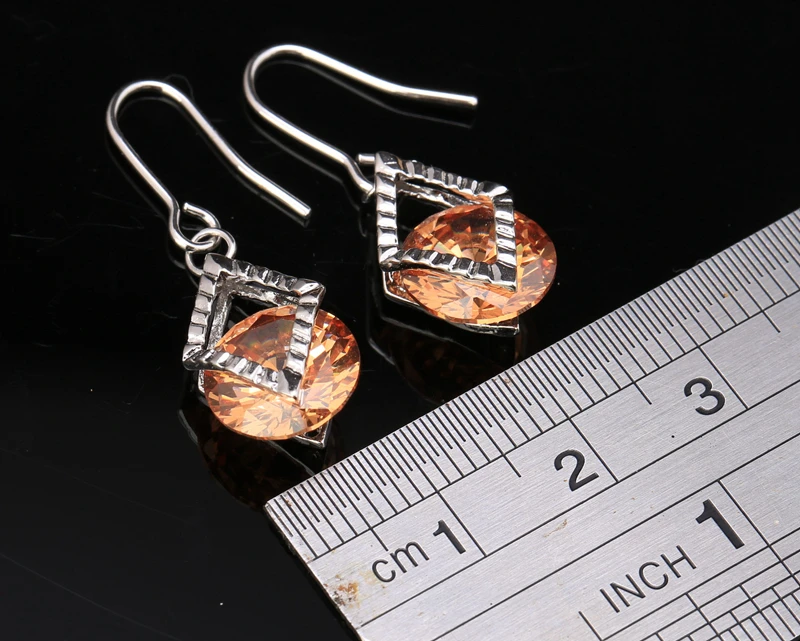 Очаровательные Круглые серьги-подвески цвета шампань с серебряным покрытием и