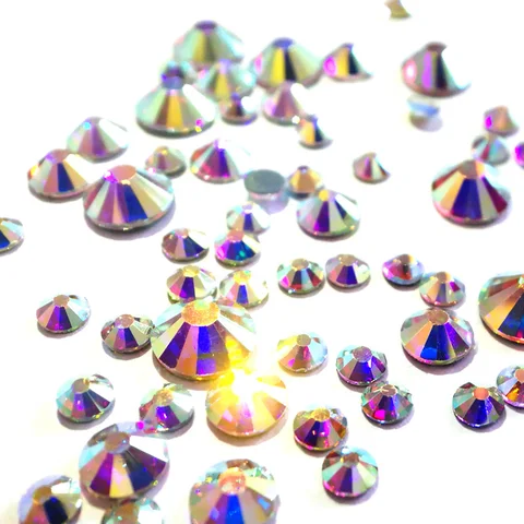 AAAAA CLEAR AB CRISTAL HOT FIX SHINESTONE GLASS STRASS HOTFIX FERRIO