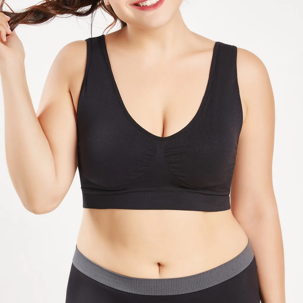 Спортивный Бюстгальтер Для Йоги Быстросохнущий женский чистый цвет размера плюс ультра-тонкий большой бюстгальтер спортивный Спортивный бюстгальтер полный бюстгальтер чашка Топы#618