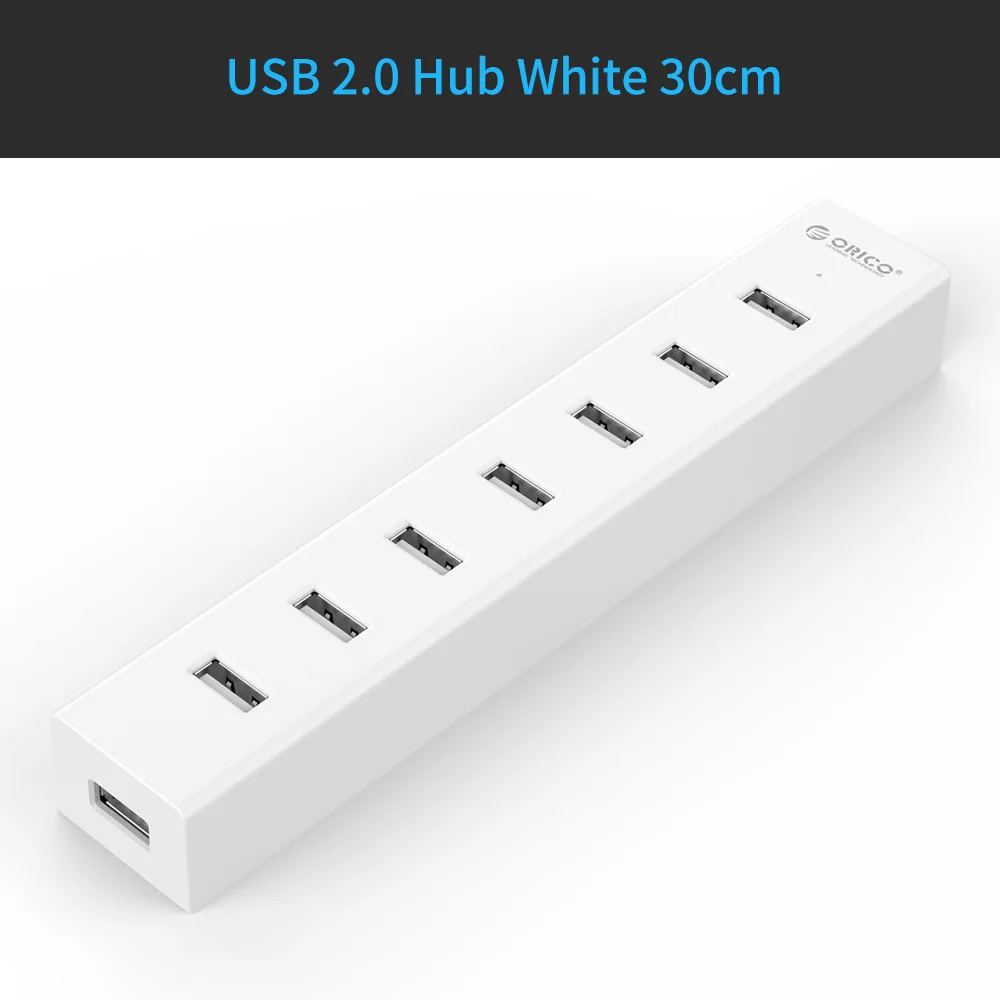 White ORICO 7 портов USB 2,0 концентратор SuperSpeed с 30 см кабель для передачи данных для Windows XP/Vista/7/8/10/Linux/Mac OS(H7013-U2-03 - Цвет: White