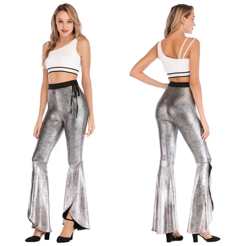 

2019 Summer Sequins High Waist Flare Jeans Boyfriend Jeans For Women Bell Bottom Denim Skinny Jeans Woman Female Wide Leg Pants
