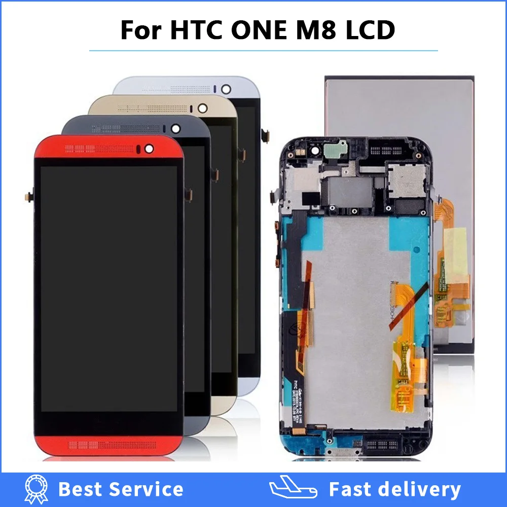 5 0 дюймовый ЖК-дисплей с рамкой для htc One M8 сенсорным экраном дигитайзер Запасные