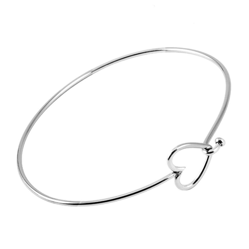 

IJB0316 Stainless Steel Wholesale 75pcs/lot Love Heart Bangles Adjustable Wire Bangle Cuff Bracelets Accessories Women Jewelry