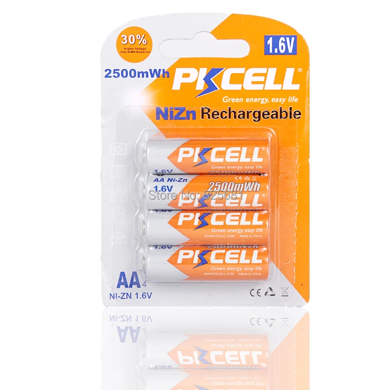 PKCELL 4 шт. NIZN AA Аккумуляторная батарея aa 2500mWh и 4 шт. ni-zn AAA батарея aaa 900mWh 1,6 в с зарядным устройством США или ЕС вилка