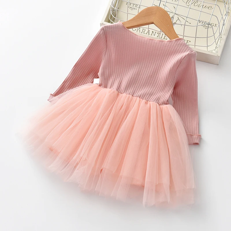BibiCola 2020 girls fashion dress spring autumn new children long sleeve mesh party for kids cotton princess | Детская одежда и