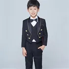 Tailcoat шаль отворот Детские костюмы 3 шт (куртка + брюки + жилет + галстук) смокинг бриллианты для маленьких джентльменов мальчиков Блейзер брюки
