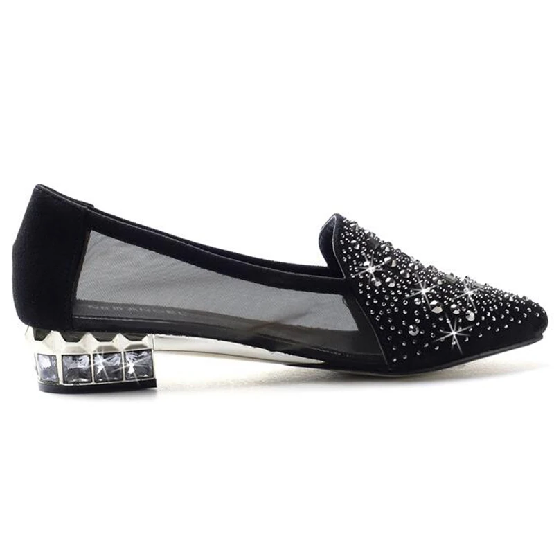 ENMAYLA/туфли на плоской подошве из специальной ткани украшенные буровыми и