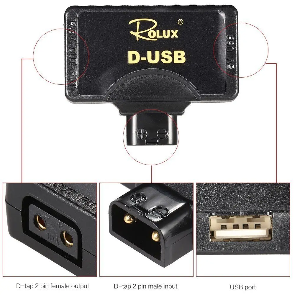 Rolux D-Tap/P-Tap к usb-переходник для sony V-mount V-фиксированный аккумулятор | Электроника