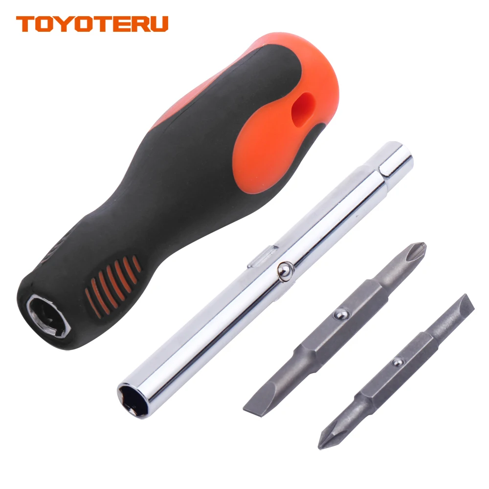 Набор отверток TOYOTERU 6 в 1 с быстрой сменой, шлицевая 3/1", 9/32" Phillips#1,#2, отвертка 1/", 5/16", многофункциональная отвертка