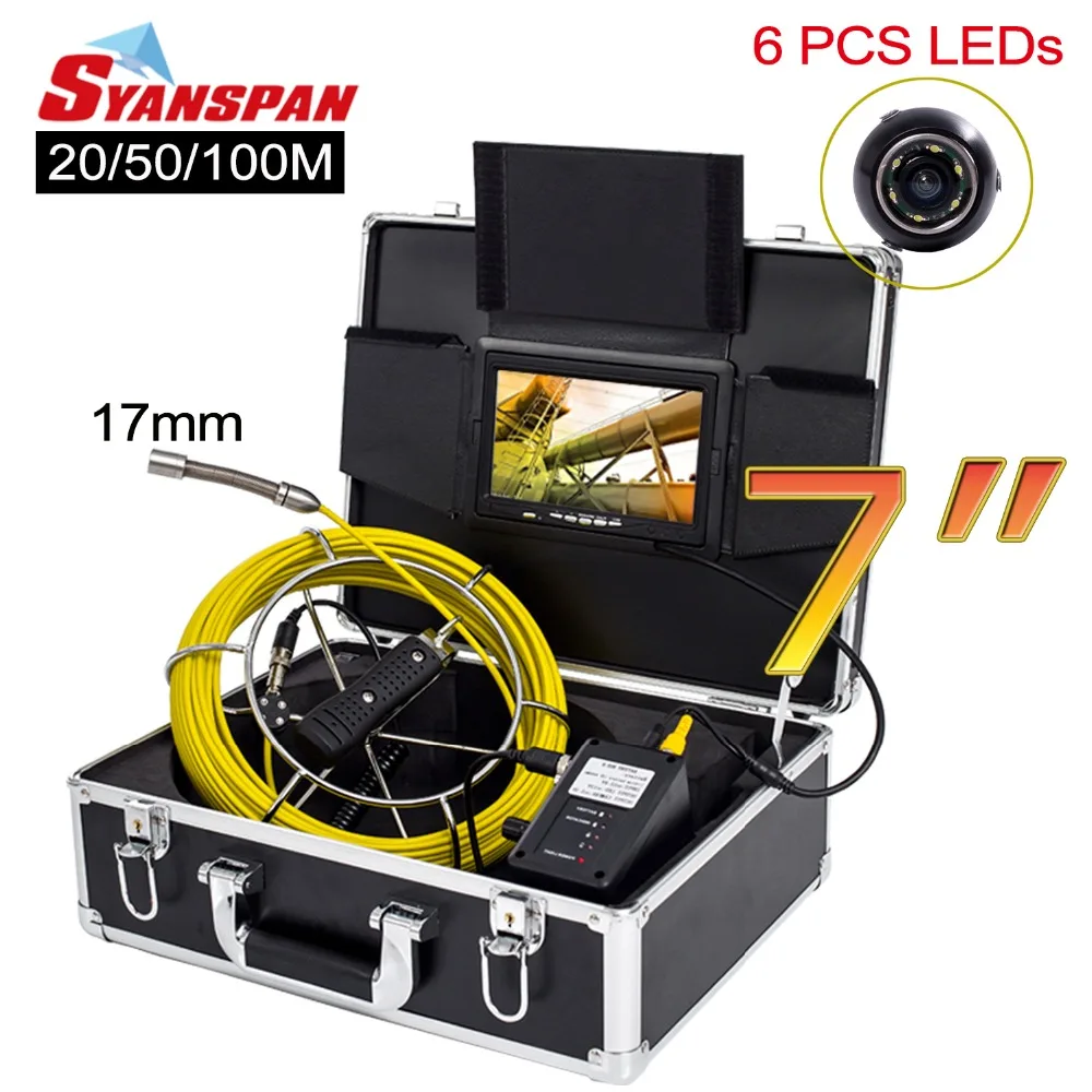 SYANSPAN 7 &quotмонитор 20/50/100 м внутритрубный инспекционный прибор видео Камера IP68 1000TVL