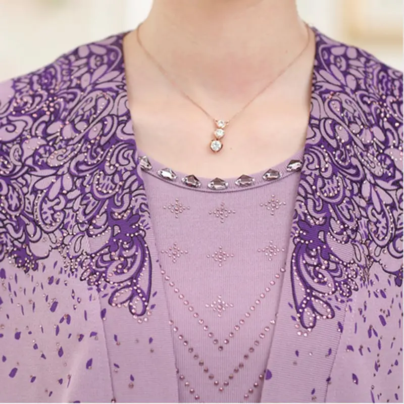 New 2020 Spring and Autumn casual sweater mother clothes True two-piece women sweaters Chinese style bottoming cardigan QH0274 |