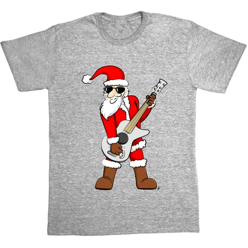 

Rock Star Santa Claus Father Christmas T shirt men gift Casual tee USA size