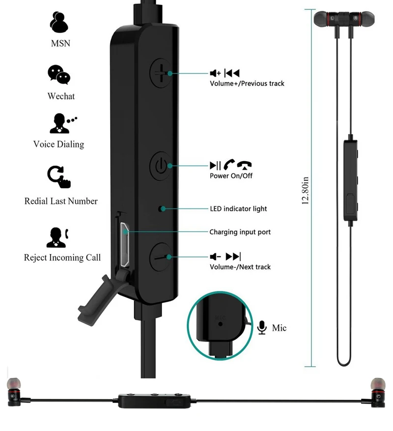 Ubit Smart Bluetooth Earphone Wireless Sport 4.1 In-ear Stereo Music Earphones M9 With Microphone Headsfree | Электроника
