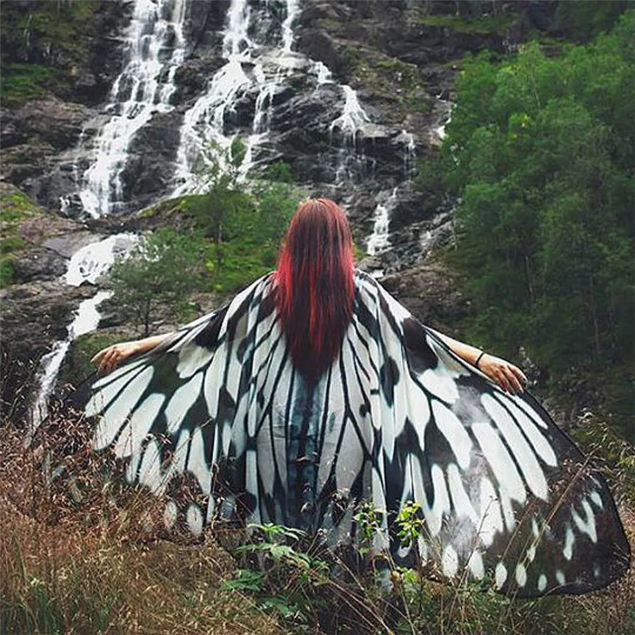 #5505 Новинка 2017 года дизайн для женщин леди длинные крыло бабочки накидка мягкие