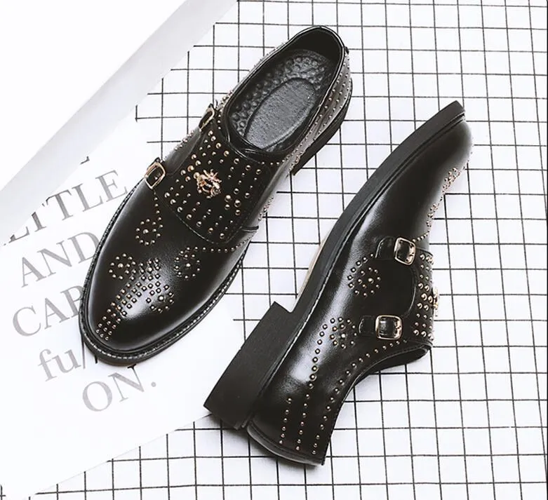 Туфли мужские классические без застежки повседневная обувь с заклепками