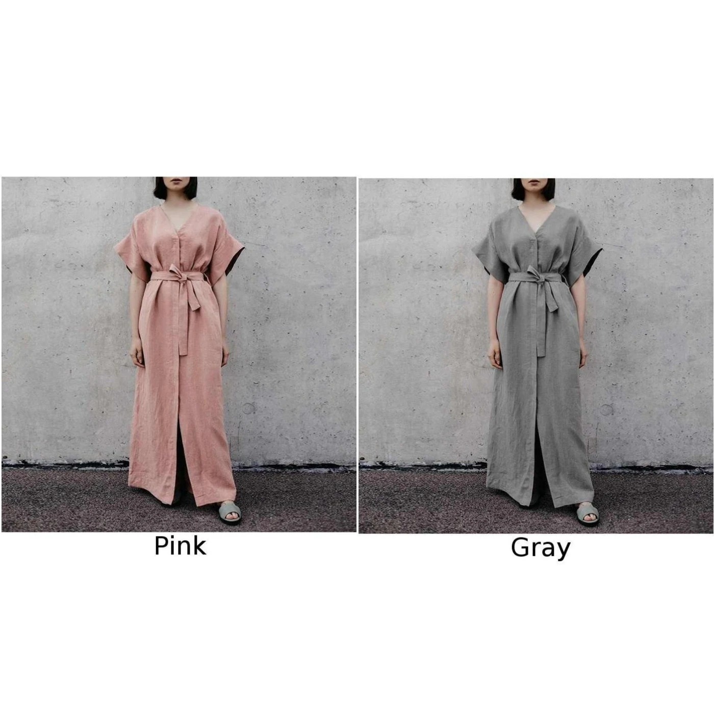 Women Dress Ladies Holiday Summer V-Neck Casual Sundress Belt Cocktail Maxi Split Plus Size Solid Short Sleeve | Женская одежда