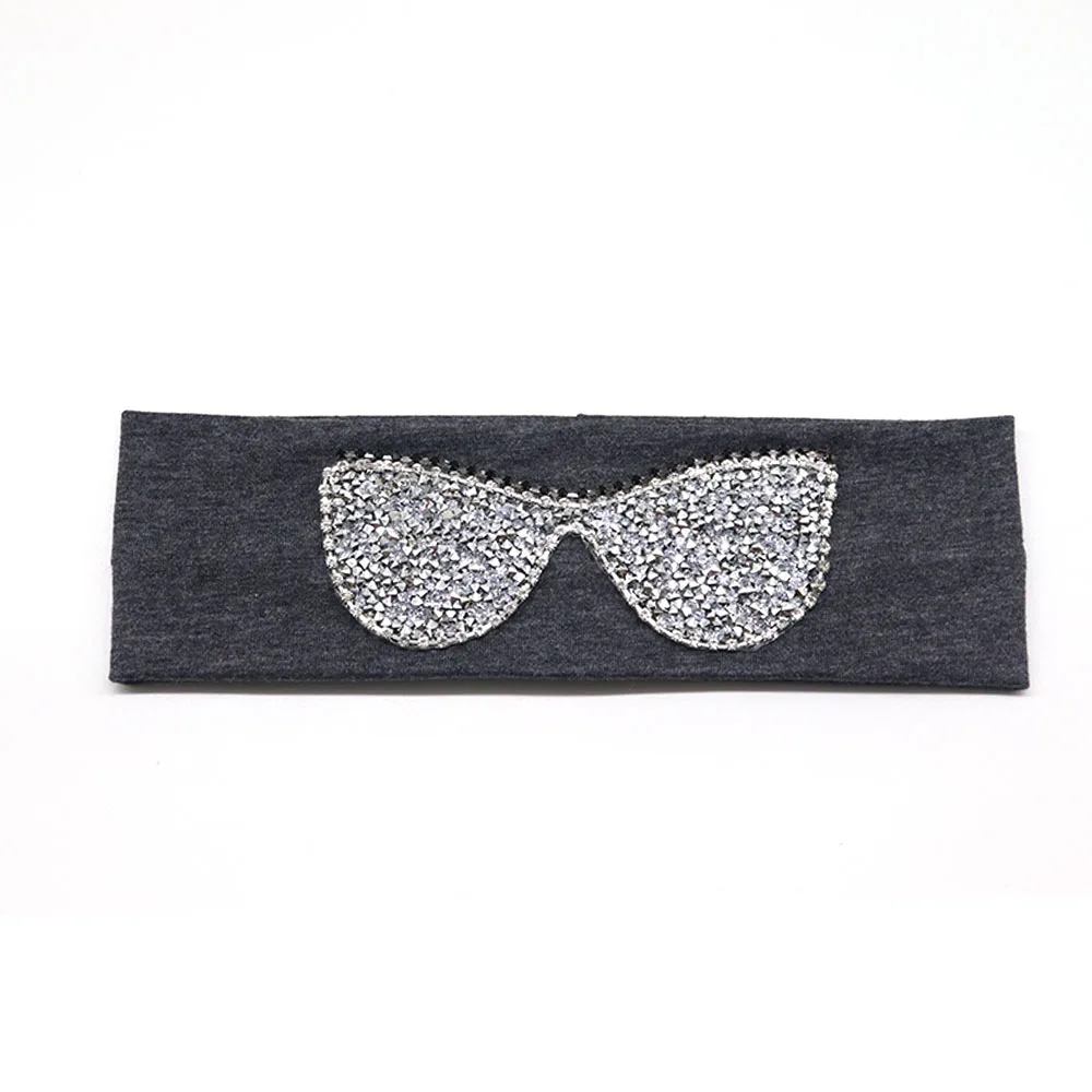 Dark Grey Silver 5,5 см Девушки Солнцезащитные очки повязки на голову Летняя мода стразы эластичная повязка на голову для девочек Дети хлопок повязки аксессуары для волос - Цвет: Dark Grey Silver