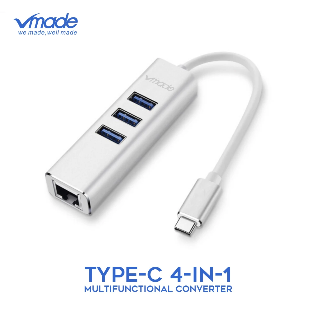 Vmade 3 в 1 type C к USB 3,0 с Rj45 Gigabit Ethernet сетевой USB C концентратор адаптер Thunderbolt 3 для MacBook Pro huawei P20