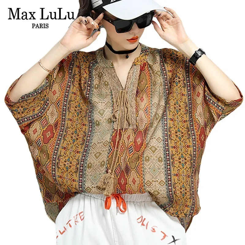 Max LuLu, модная одежда в Корейском стиле, женские Цветочные Топы и блузки, женские шифоновые рубашки, винтажные готические блузы размера плюс