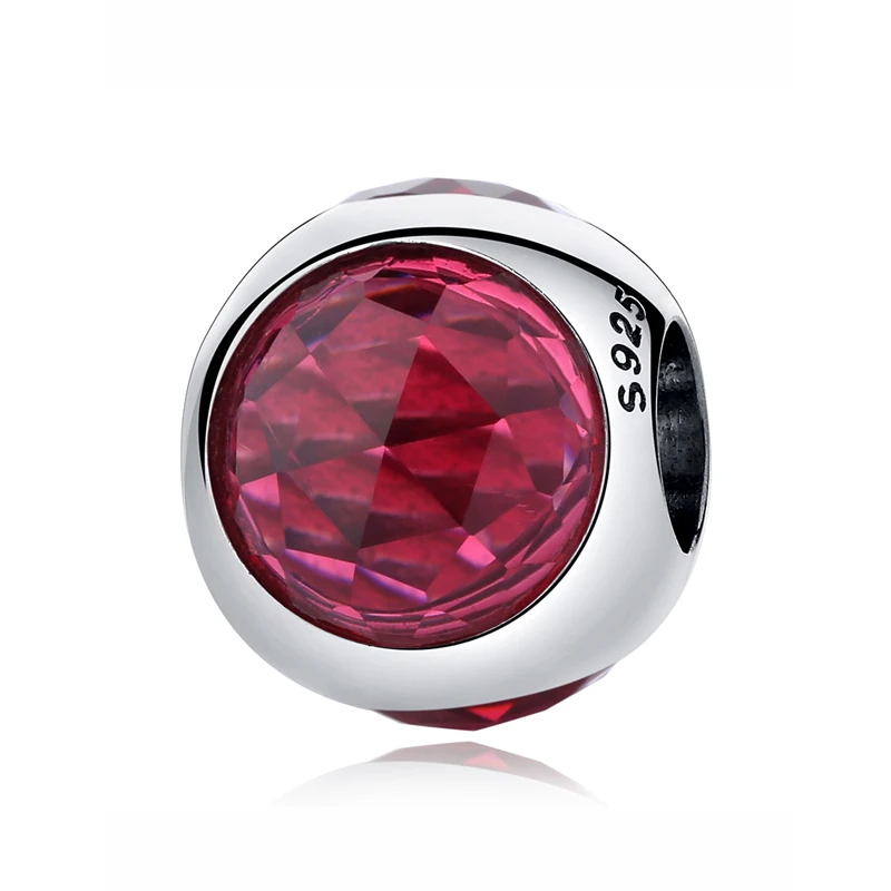 Cerise 925 пробы, серебряный шарм, бусина, розовый, синий, Сияющие капли, амулеты, подходят для браслетов Pandora, сделай сам, для изготовления женских ювелирных изделий - Цвет: Cerise