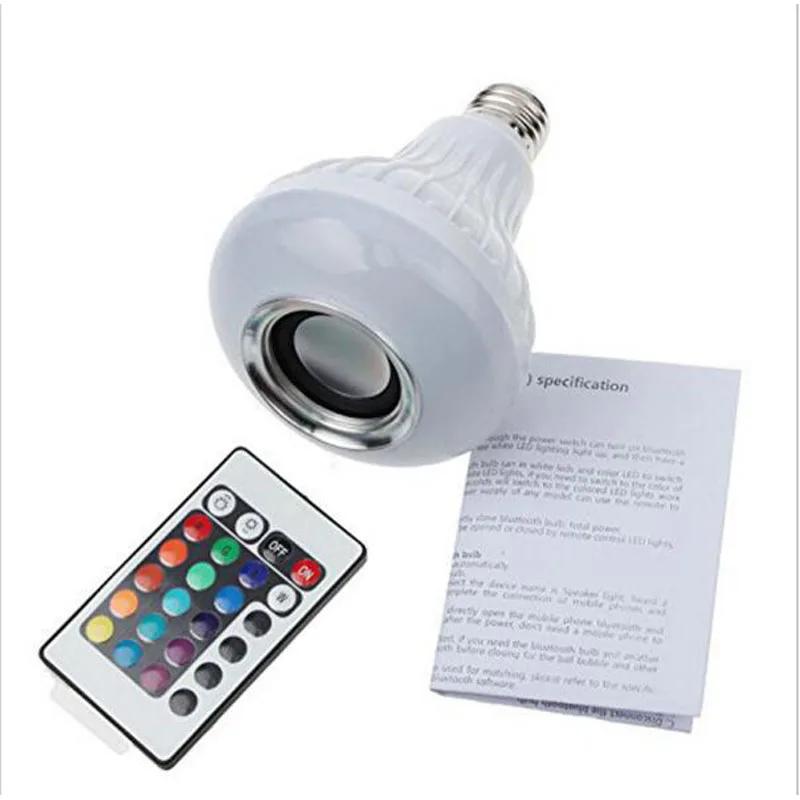 20 шт./лот светодиодная беспроводная RGB Bluetooth Колонка E27 E26 B22 лампа для
