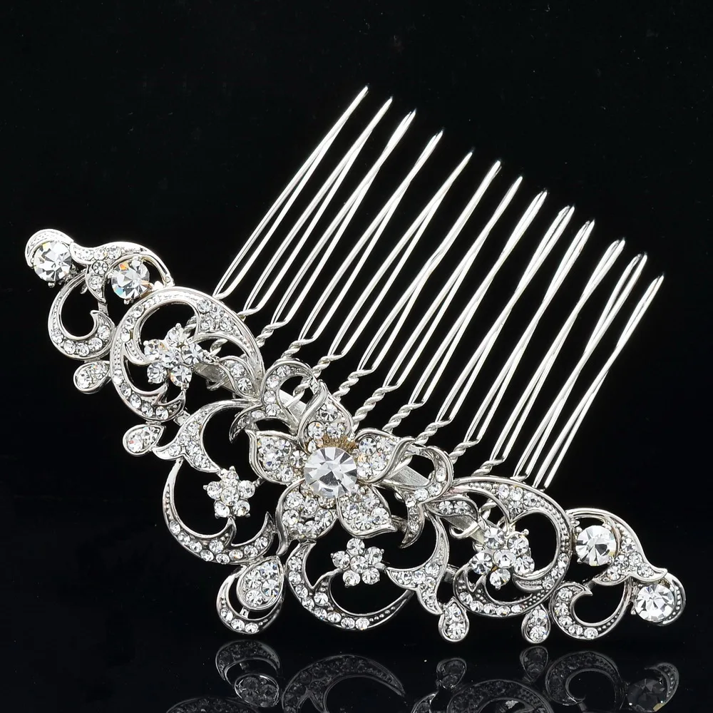 Прозрачные шпильки для волос расческа с кристаллами и цветами женщин свадебные