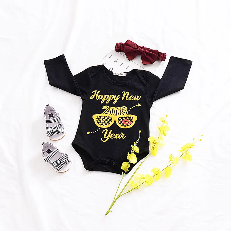Детские комбинезоны детские с надписью Happy new year для мальчиков и девочек 0-3 лет |