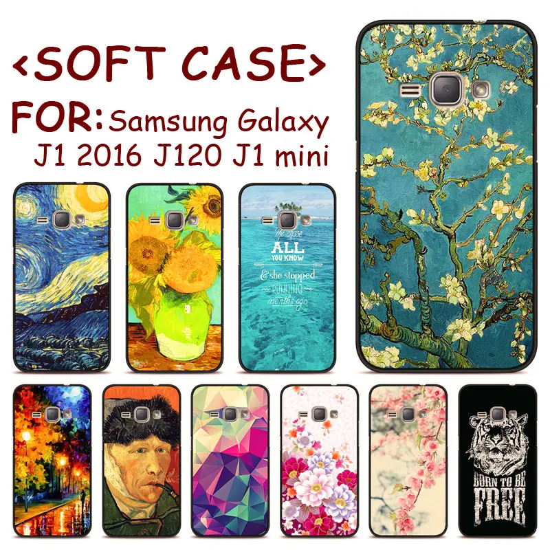 Картина Ван Гога чехол для Samsung Galaxy J1 2016 случая цветка Капа Mini Чехол черный ТПУ