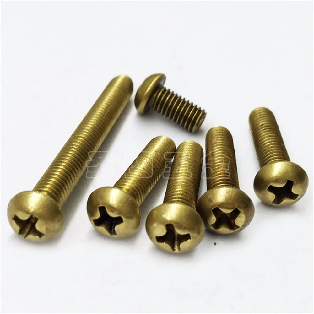 

100pcs M2 Brass Screw Round Pan Head Copper Screw Cross Recessed Phillips Copper Bolt M2*4/5/6/8/10/12/16mm