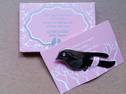

Free shipping 300pcs/lot wedding favor Love Birds Letter Opener souvenirs for Wedding Party by fedex