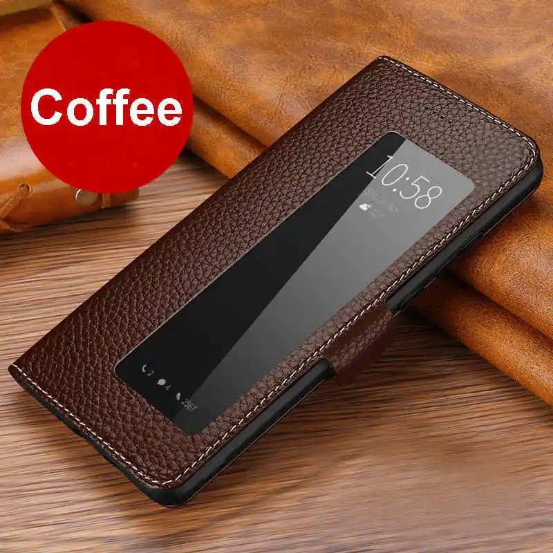 brown Чехол из натуральной кожи для huawei P30 Pro, чехол, магнитный чехол Etui, чехол для huawei P30 P30Pro, флип-чехол, чехол с окошком - Цвет: brown