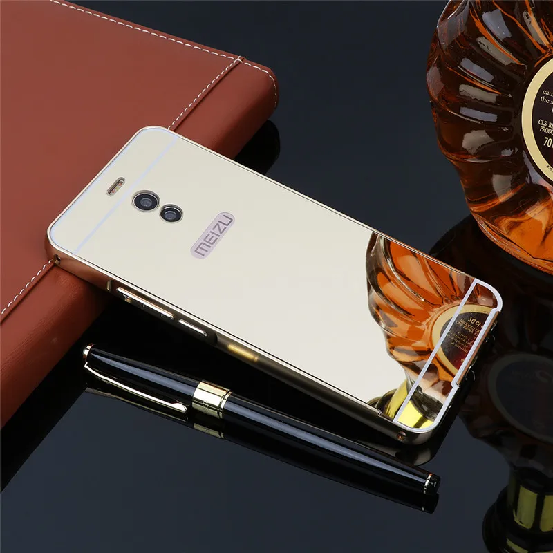 Чехол для Meizu M6 Note M6Note металлическая оправа с зеркальной задней крышкой жесткий