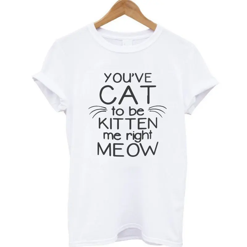 OKOUFEN кошка котенок футболка Meow кошки кошечки Милый Забавный короткий рукав Топ