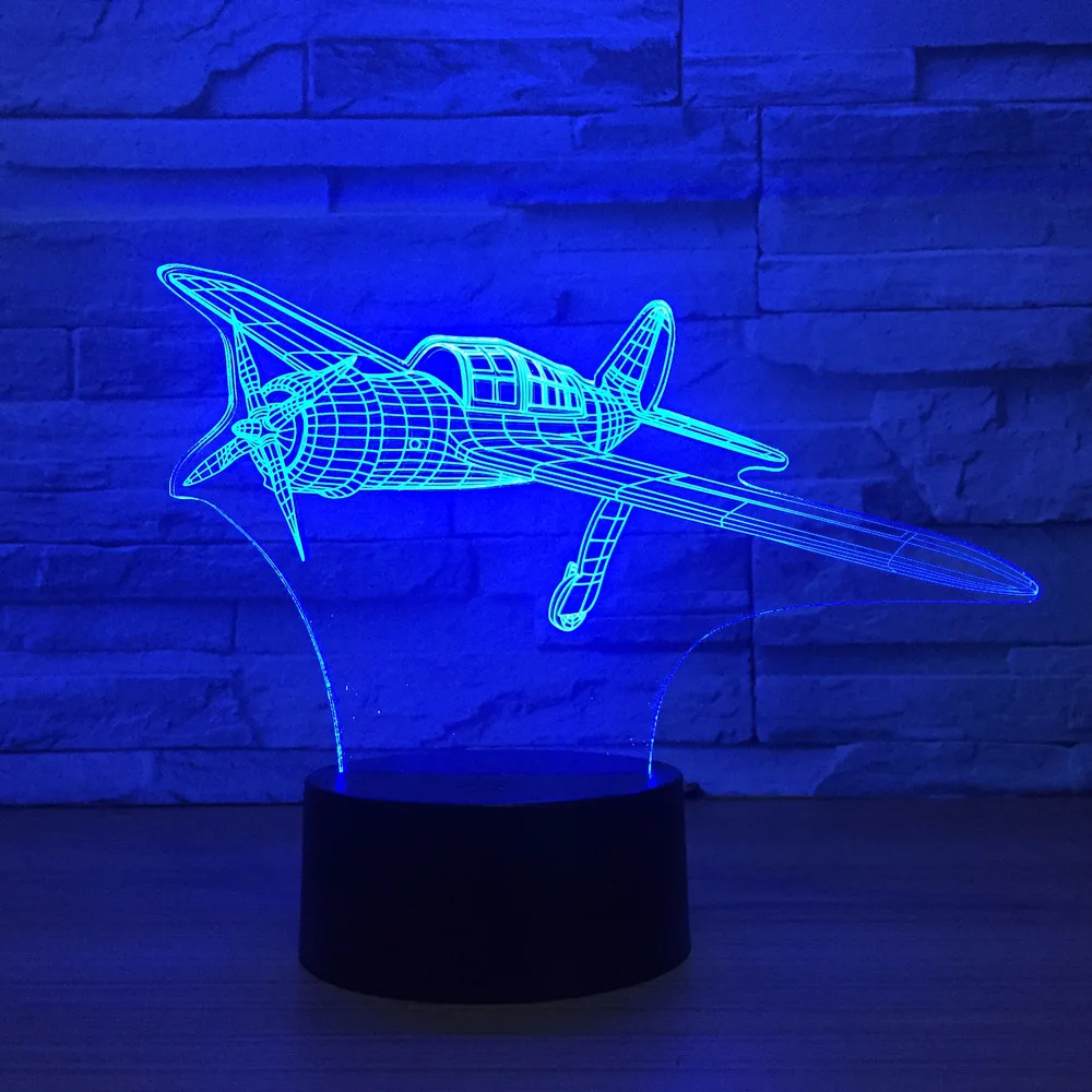 

Propeller Aircraft 3D Led Lamp 7 Color Night Lamps For Kids Touch Usb Table Lampara Lampe Baby Sleeping Nightlight Drop Shipping