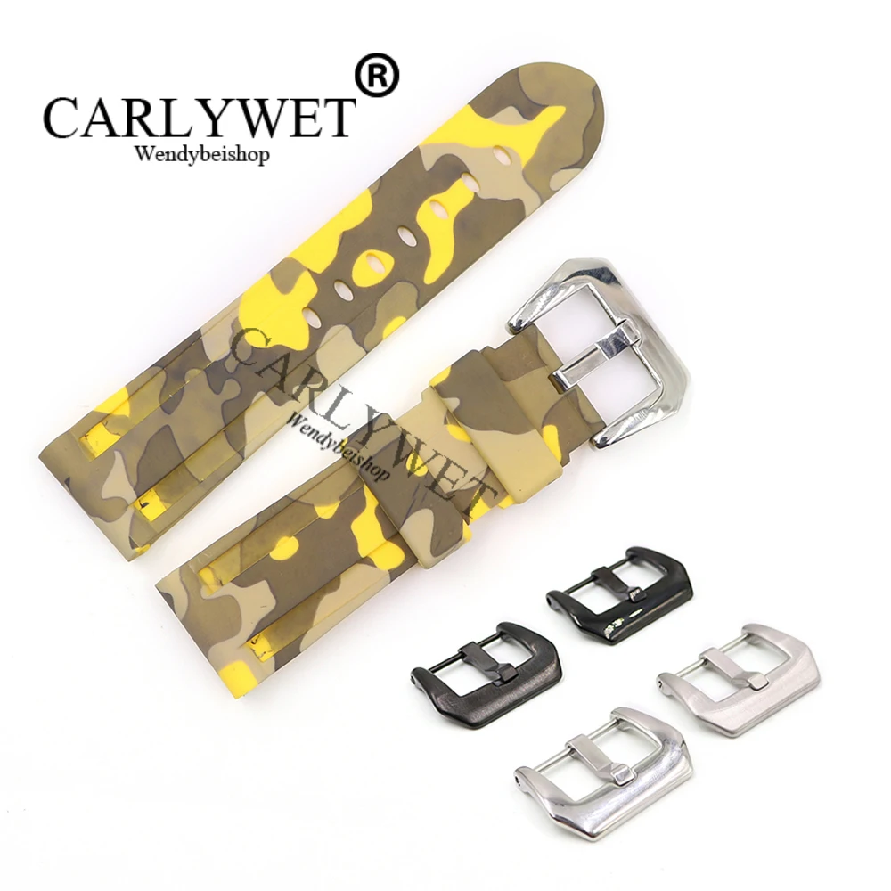 CARLYWET 24 мм Камуфляжный желтый Водонепроницаемый силиконовый резиновый сменный