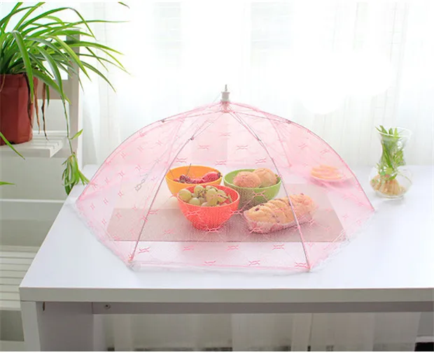 Food Covers Umbrella Style Anti Fly Mosquito Kitchen diameter 65cm cooking Tools meal cover Hexagon gauze table food TY271 |